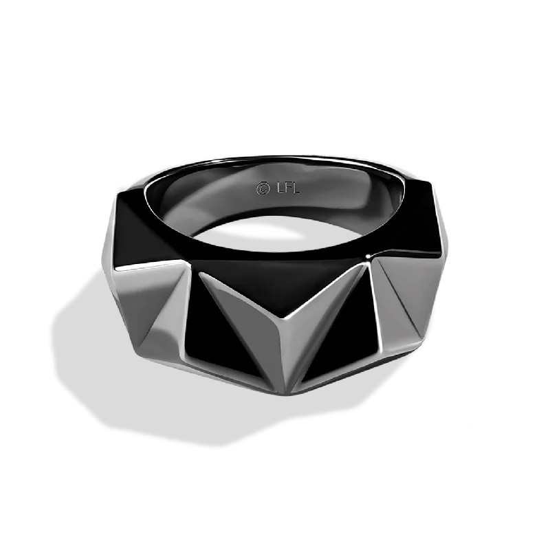 DARK ARMOR WOMEN'S RING Silver and Black Rhodium