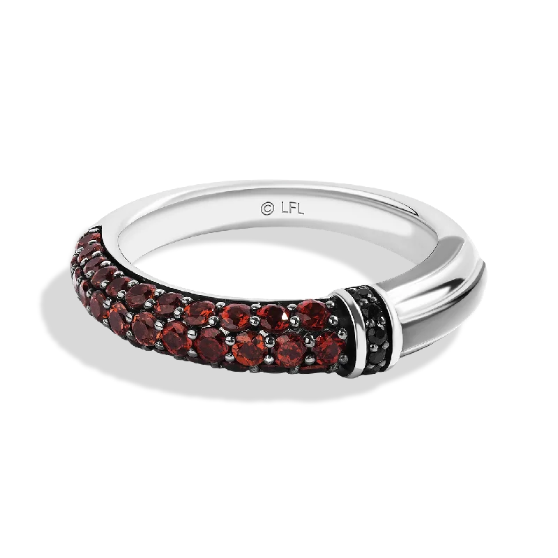 DARTH VADER™ WOMEN STERLING SILVER LIGHTSABER RING with 1/20 CT.TW. Black Diamonds and Garnet