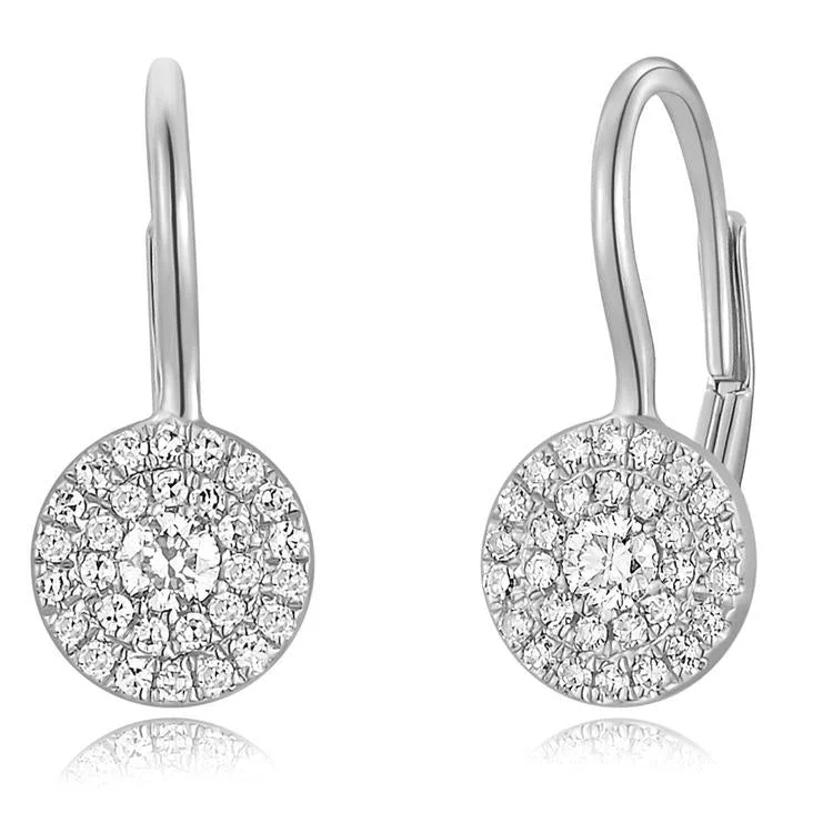 Sapphire Cluster Ring 14K White Gold Diamond Disc Drop Earrings