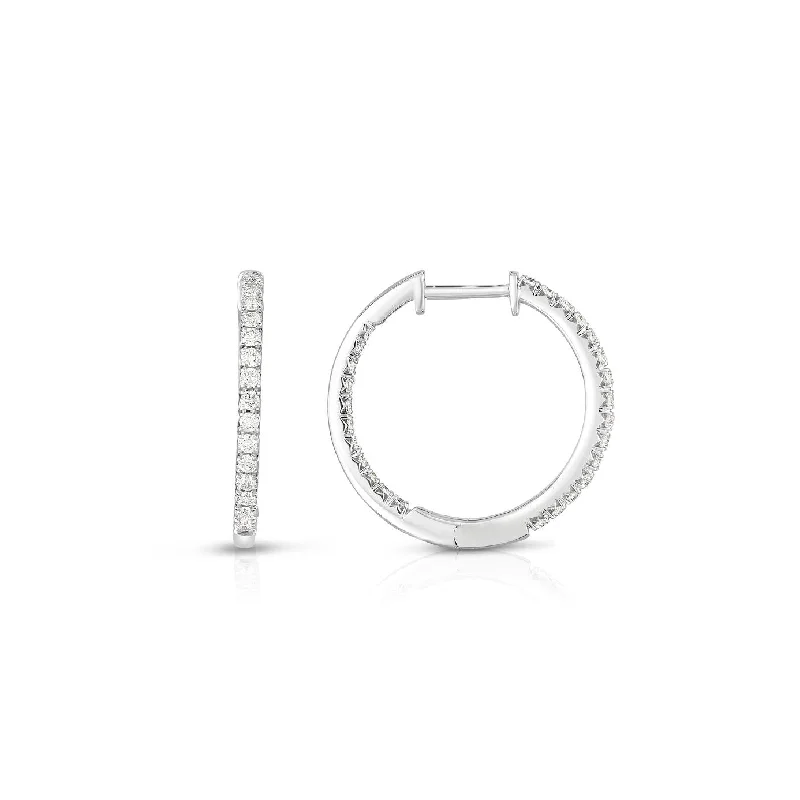 Adjustable Beaded Bracelet 14K White Gold Diamond Inside & Outside Hoop Earrings