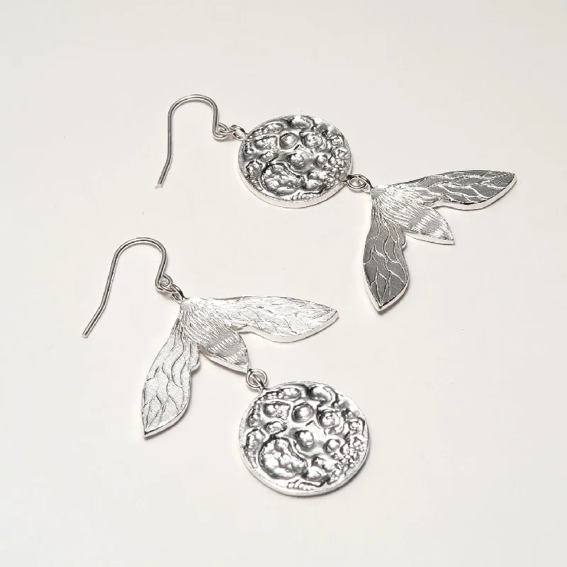 Dramatic Asymmetrical Moon Moth Earrings