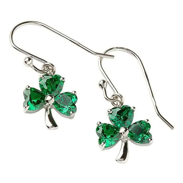 Green Shamrock Drop Earrings