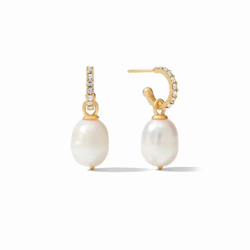 Vintage Pearl Earrings Julie Vos Odette Pearl Hoop & Charm Earring