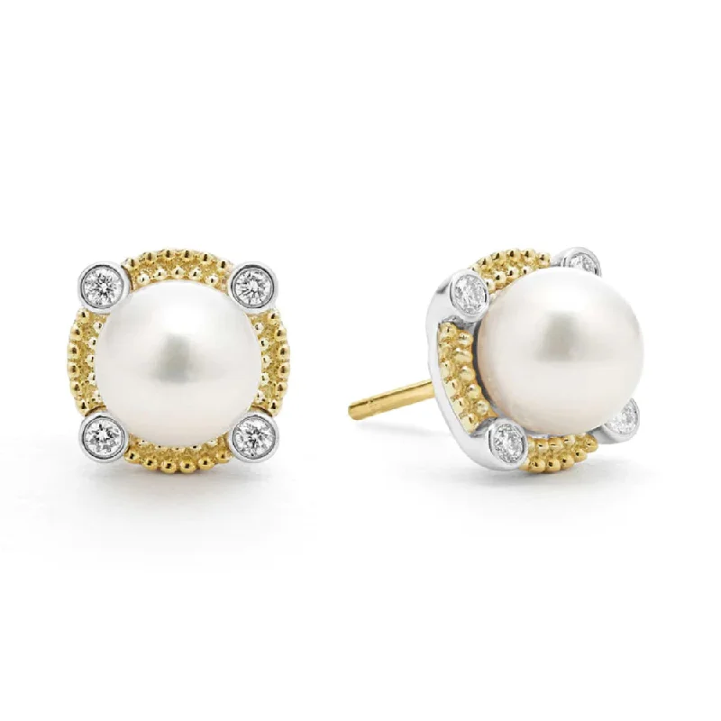 Multi-Stone Necklace Lagos Luna Pearl Diamond Stud Earrings