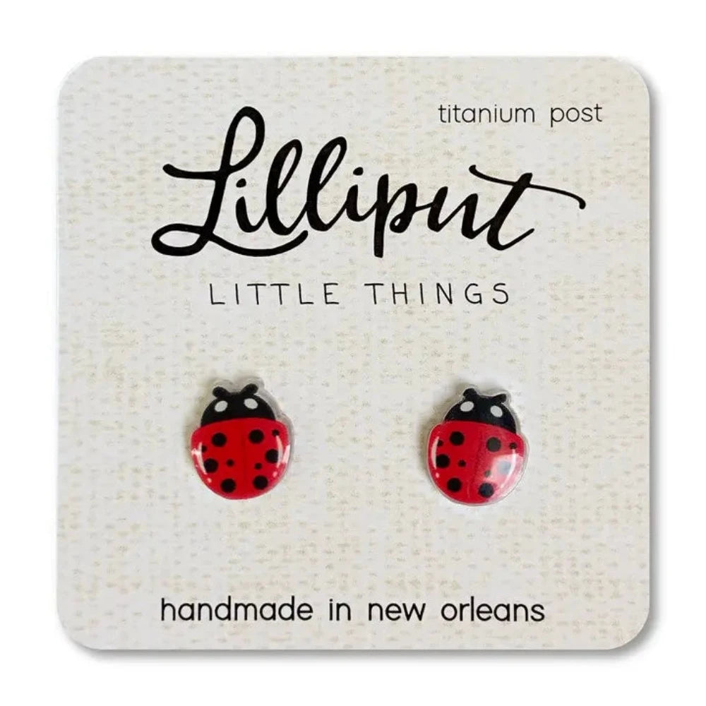 Custom Birthstone Ring Lilliput Little Things Ladybug Earrings