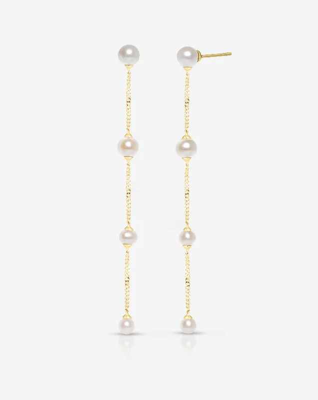 Infinity Symbol Ring Pearl Station Drop Earrings