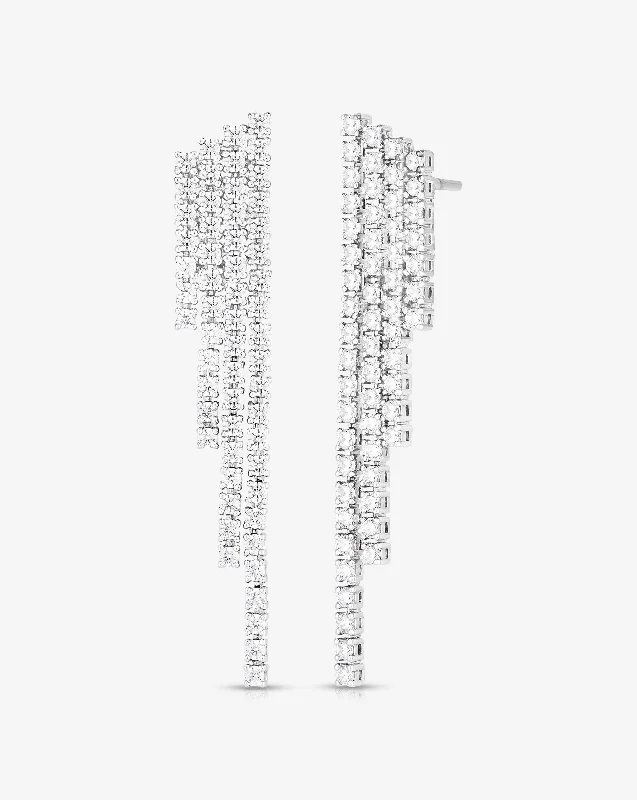 Minimalist Stackable Rings Deco Diamond Waterfall Earrings