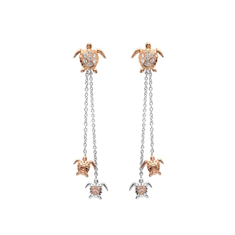 Rose Gold Plated Turtle Drop Earrings