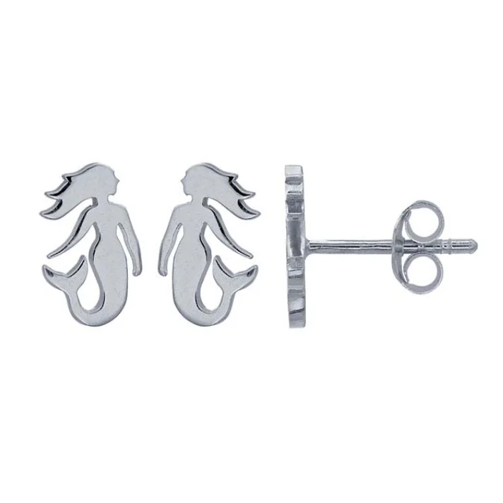 Silver Mermaid Stud Earrings