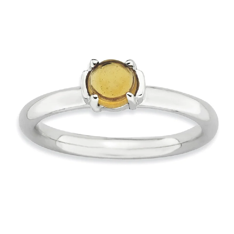 Silver Stackable .40 Carat Citrine Cabochon Ring