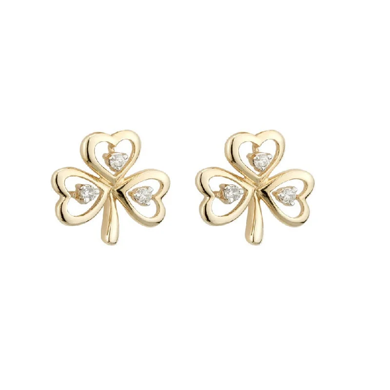 14K Diamond Shamrock Earrings