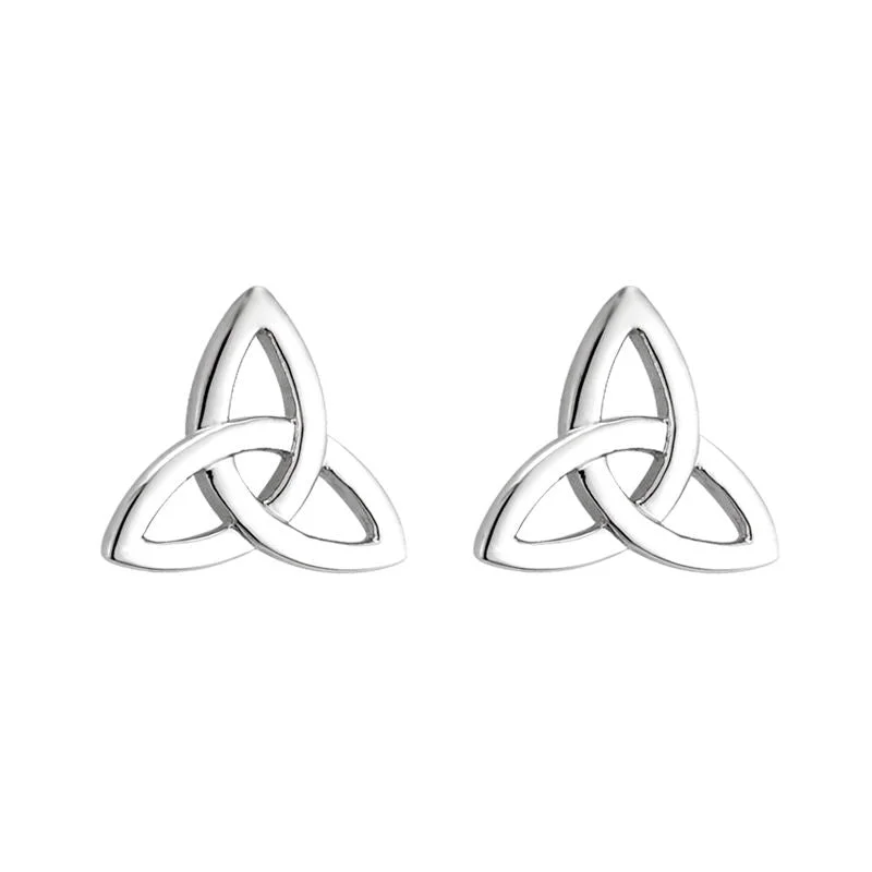 14K White Gold Small Trinity Knot Stud Earrings