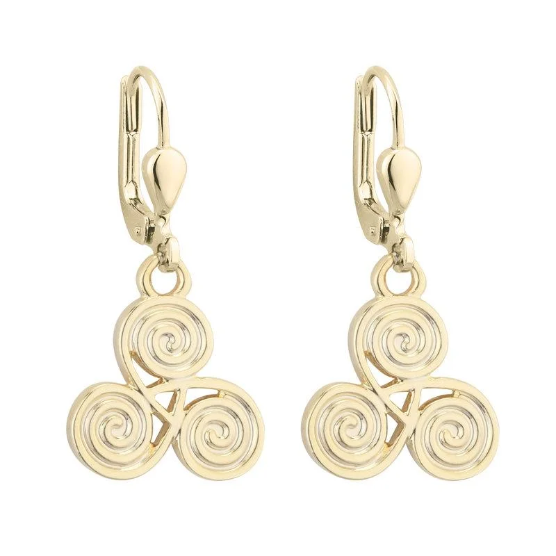 Gold Plated Rhodium Spiral Drop Earrings