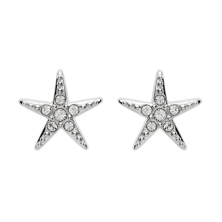 Stud Star Fish Earrings With Swarovski® Crystals