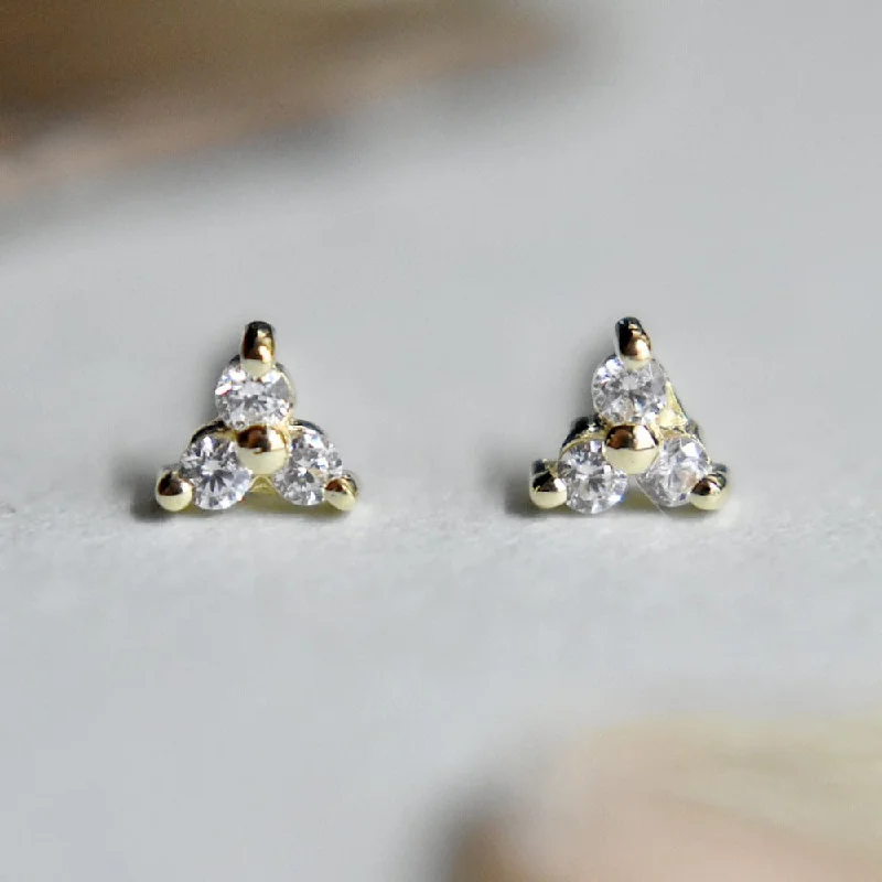 Triple CZ Triangle Stud