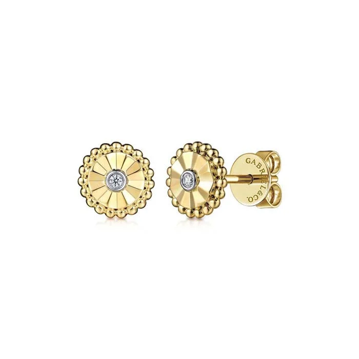 Turquoise Beaded Bracelet Gabriel & Co. Bujukan Diamond Stud Earrings in 14K Yellow and White Gold