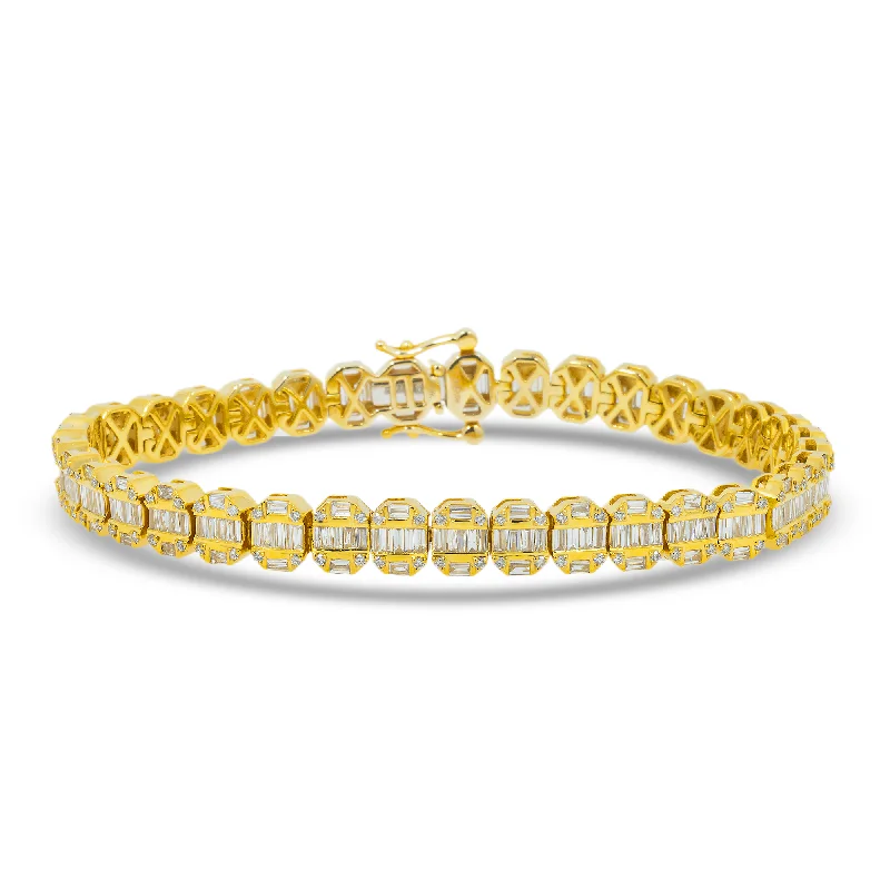 10K GOLD BAGUETTE DIAMONDS BRACELET 4.90 CT