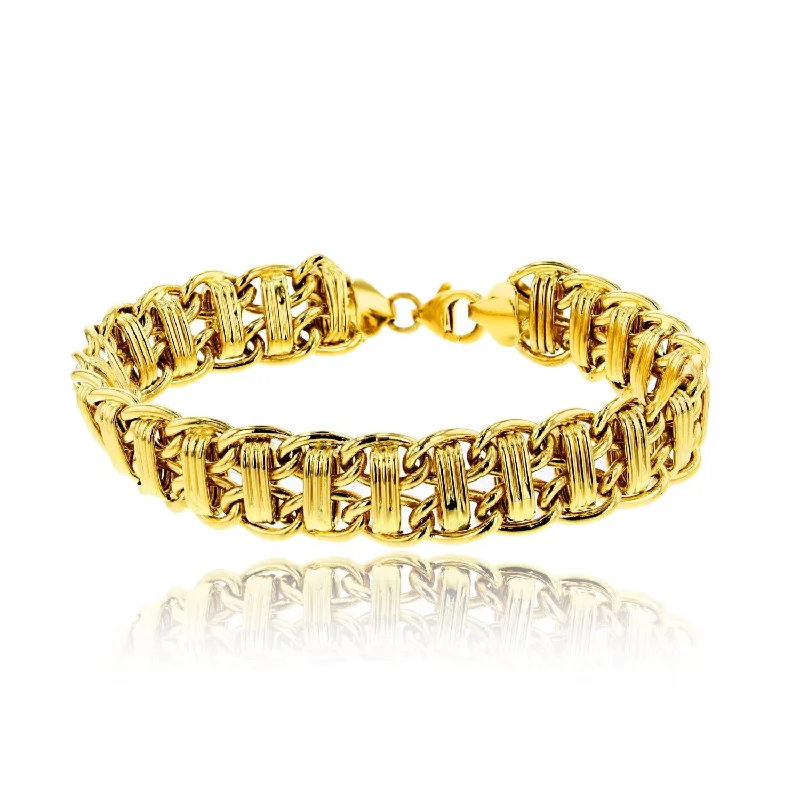 10KT Yellow Gold 7.75-inch 11.5MM Byzantine Bracelet