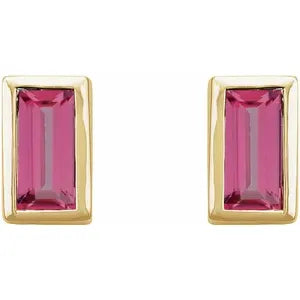 Multi-Layer Necklace 14K Gold 0.28 CTW Natural Pink Tourmaline Bezel-Set Earrings