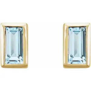 Luxury Gemstone Earrings 14K Gold 0.28 CTW Sky Blue Topaz Bezel-Set Earrings