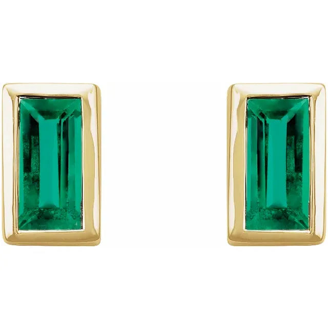 Opal Drop Earrings 14K Gold 0.26 CTW Natural Emerald Bezel-Set Earrings