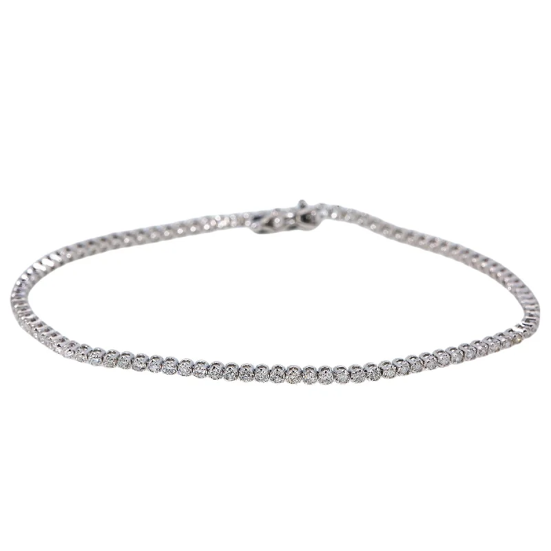 14K WHITE GOLD TENNIS BRACELET WITH 1.03 CT DIAMONDS