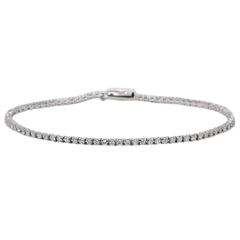 14K WHITE GOLD TENNIS BRACELET WITH 1.04 CT DIAMONDS