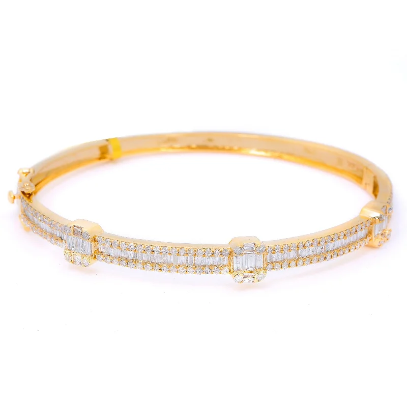 14K YELLOW GOLD UNISEX BRACELET WITH 2.94 BAGUETTE CT DIAMONDS