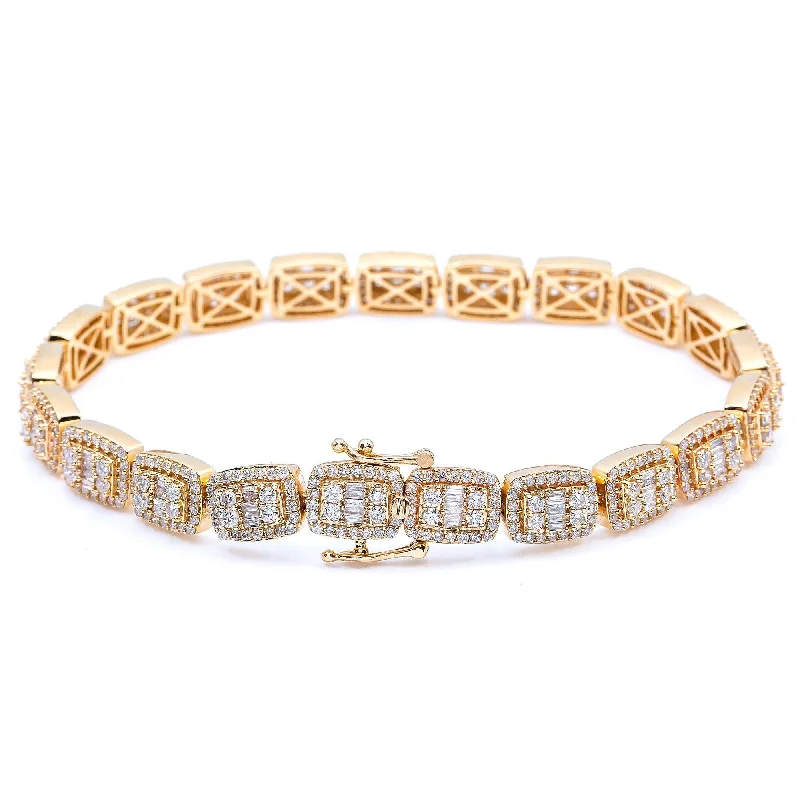 14K YELLOW GOLD BAGUETTE BRACELET 7.44 CT DIAMONDS