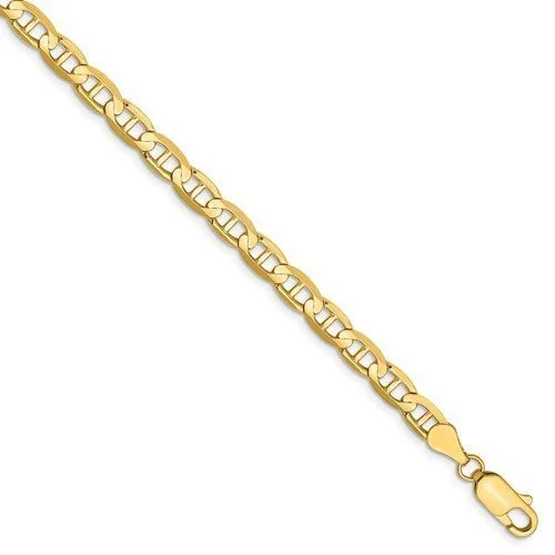 14KT GOLD 4.5MM SOLID CONCAVE ANCHOR CHAIN BRACELET- 2 LENGTHS & COLORS