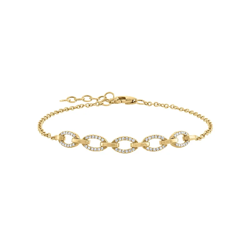 14KT GOLD DIAMOND FIVE OPEN LINK BRACELET