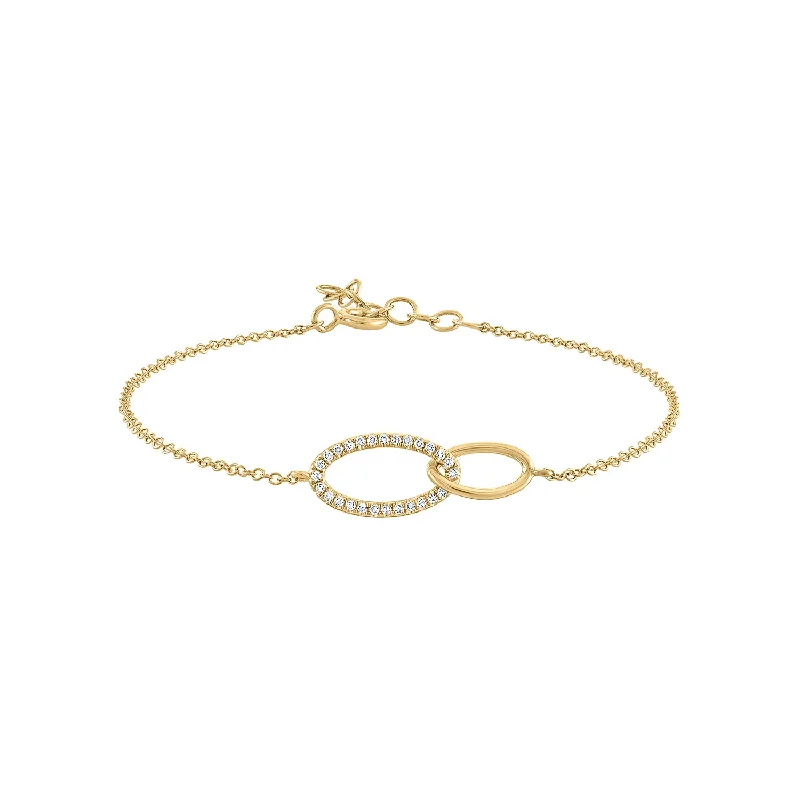 14KT GOLD DIAMOND INTERLOCKING OVAL BRACELET