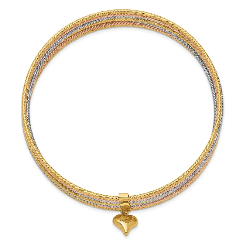 14KT Gold Tri-Color 8" 1MM Bangle Seminario Bracelet