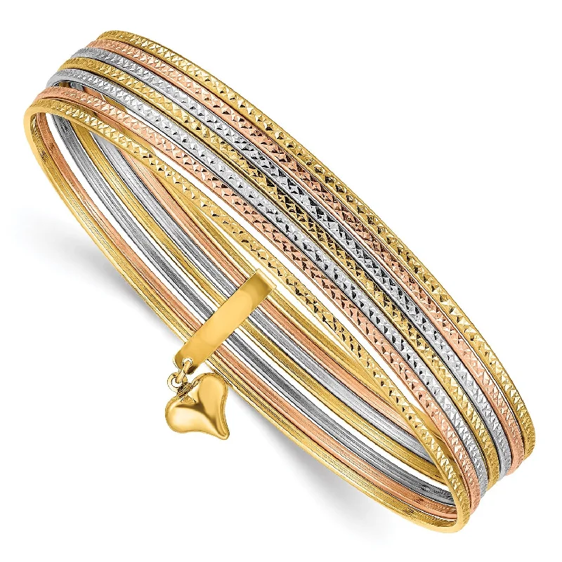 14KT Gold Tri-Color 8-inch 1MM Bangle Seminario Bracelet