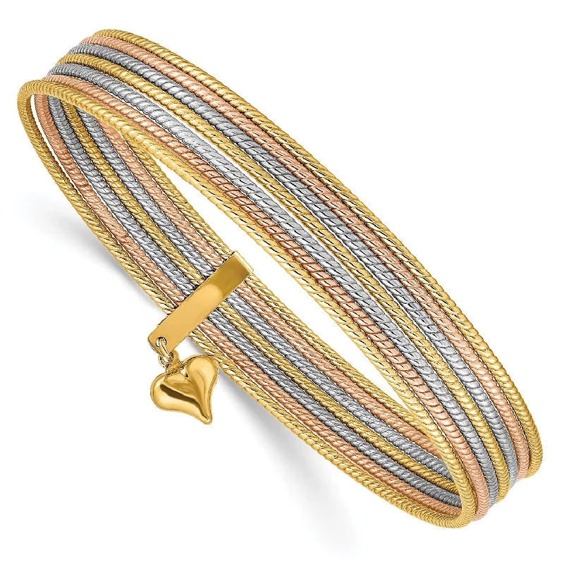 14KT Gold Tri-Color 8-inch 1MM Bangle Seminario Bracelet