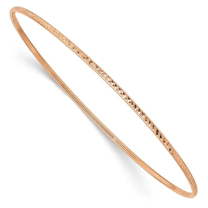 14KT Rose Gold 85-inch 1.5MM Diamond-cut Bangle Slip-On Bracelet