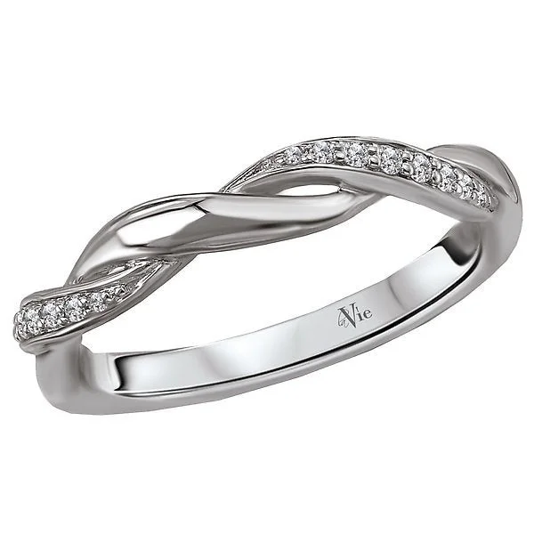 14KT WHITE GOLD .09 CTW ROUND DIAMOND TWIST BAND