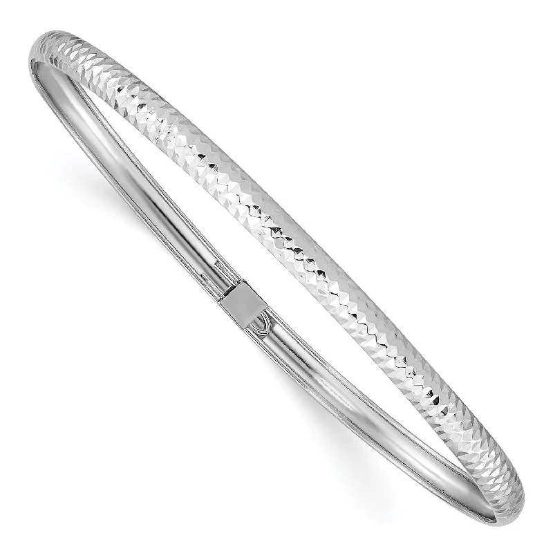 14KT White Gold 7.5-inch 4MM Flexible Bangle Bracelet