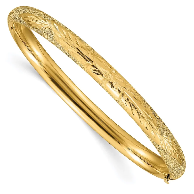 14KT Yellow Gold 7.5-inch 7MM Hinged Safety Clasp Bangle Bracelet