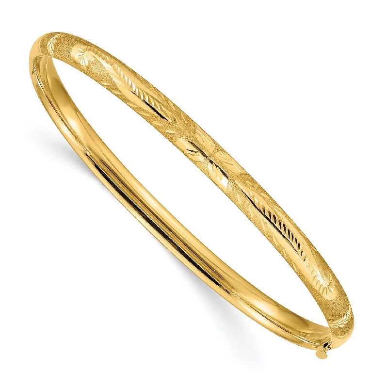 14KT Yellow Gold 7-inch 5MM Hinged Safety Clasp Bangle Bracelet