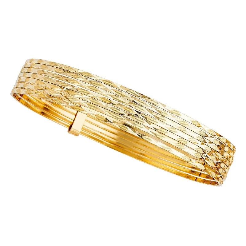 14KT Yellow Gold 8.5-inch Bangle Seminario Bracelet