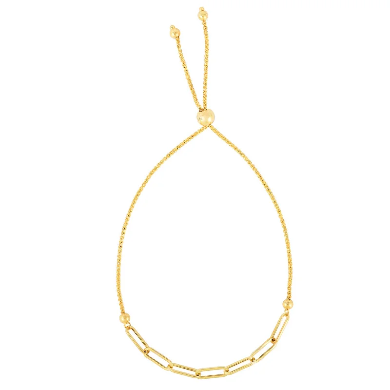 14KT Yellow Gold 9.25-inch Bolo Paperclip Bracelet