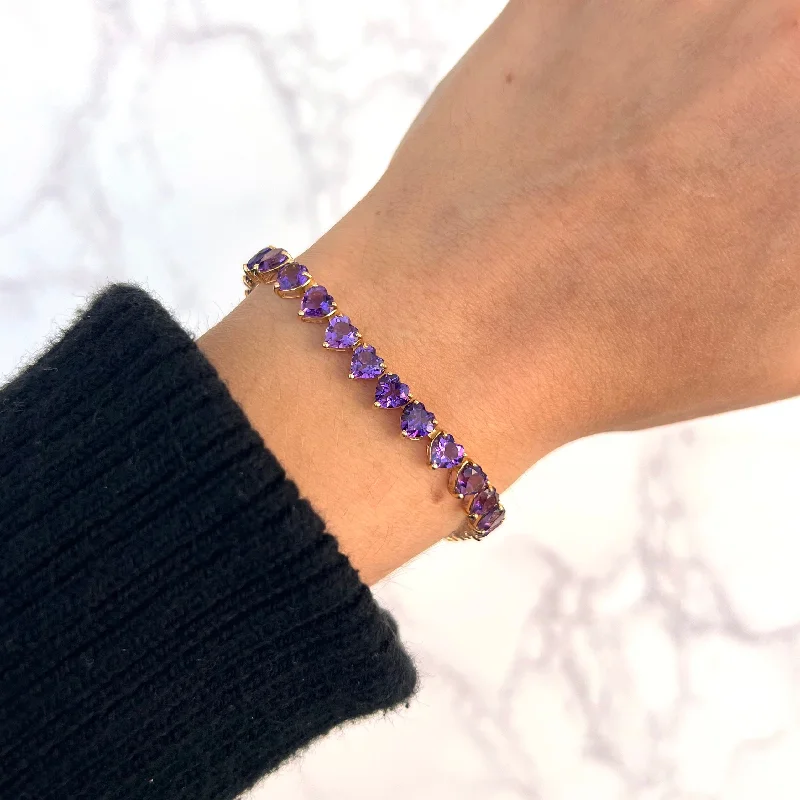 18K GOLD AMETHYST MONICA HEART BRACELET