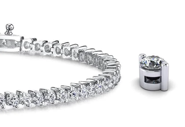 2 Prong Set Round Diamond  Tennis Bracelet with 5.04 ct.(finished) 2.75mm