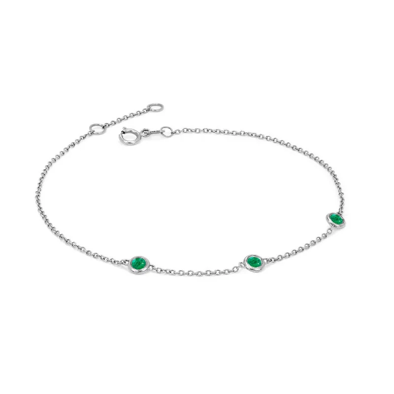 3 Emerald Orbit Bezel Bracelet | Ready to Ship