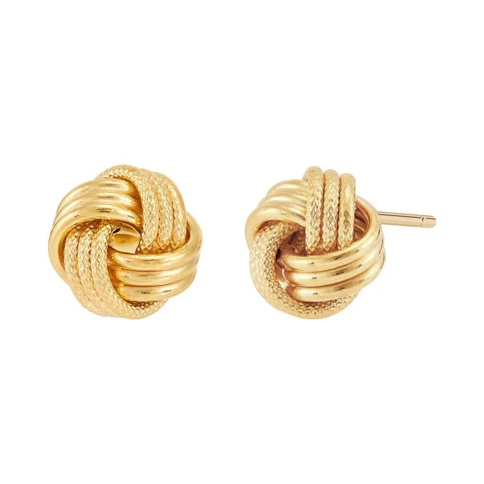 Boho Gemstone Necklace Mountz Collection Swirl Love Knot Stud Earrings in 14K Yellow Gold