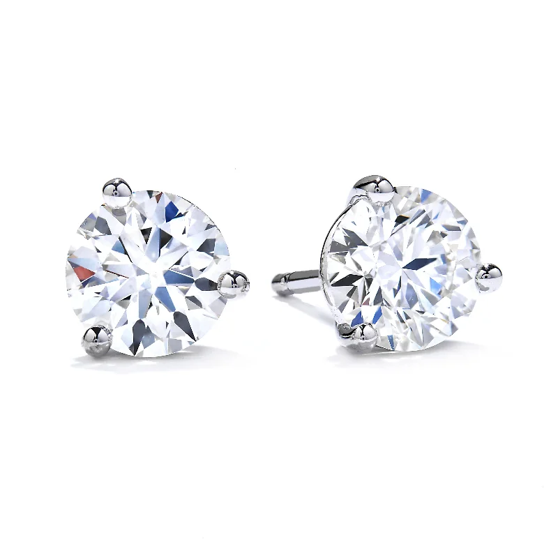 Dainty Minimalist Jewelry Hearts On Fire .70-.78CTW Diamond Three-Prong Stud Earrings in 18K White Gold