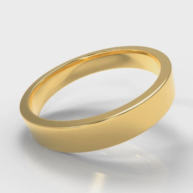 4mm Flat Top Comfort Fit Wedding Ring - Yellow Gold