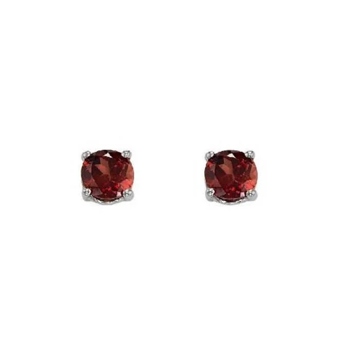 Custom Birthstone Ring Mountz Collection Garnet Stud Earrings in 14K White Gold