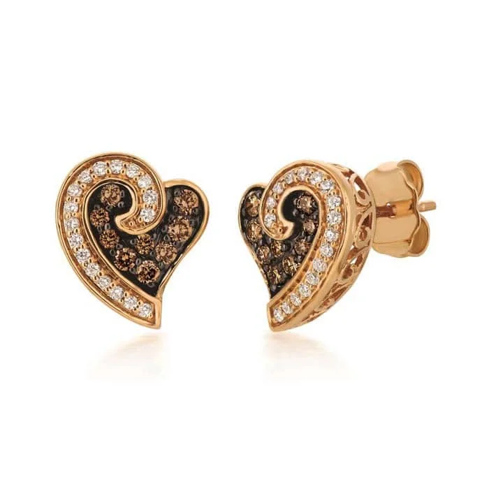 Bar Gold Bracelet Le Vian Earrings featuring Chocolate and Vanilla Diamonds in 14K Strawberry Gold